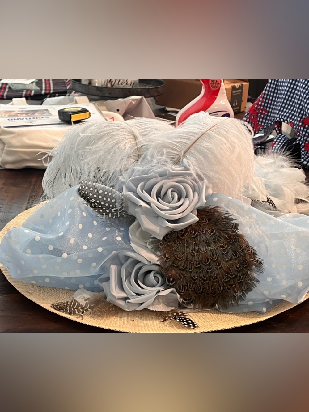 Ladies Kentucky Derby /Preakness/Belmont Blue Hat with Box and Carrier